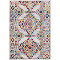 Entourage Khalida Distressed Vintage Floral Lattice 5x8 Area Rug - Ivory, Blue, Orange, Yellow, Red