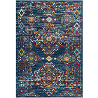 Entourage Khalida Distressed Vintage Floral Lattice 8x10 Area Rug - Blue, Orange, Yellow, Red