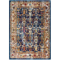 Entourage Jessa Distressed Vintage Floral Lattice 5x8 Area Rug - Blue, Orange, Yellow, Red