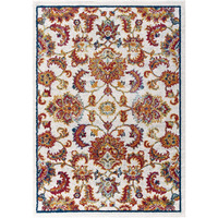 Entourage Azami Distressed Vintage Floral Lattice 5x8 Area Rug - Ivory, Blue, Orange, Yellow, Red