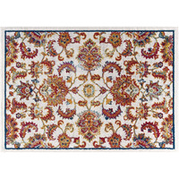 Entourage Azami Distressed Vintage Floral Lattice 8x10 Area Rug - Ivory, Blue, Orange, Yellow, Red