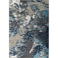 Entourage Foliage Contemporary Modern Abstract 8x10 Area Rug - Blue, Tan, Gray