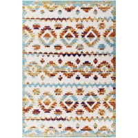 Reflect Takara Distressed Contemporary Abstract Diamond Moroccan Trellis 5x8 Indoor and Outdoor Area Rug - Multicolored