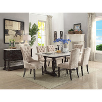 Gerardo - Dining Table White Marble & Weathered Espresso