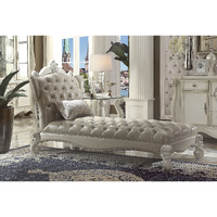 Versailles - Chaise & Pillow Vintage Gray PU & Bone White