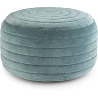 Vivienne Boho Round Pouf in Turquoise Velvet Fabric
