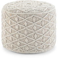 Coates Boho Round Macrame Pouf in Natural Cotton