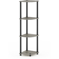 Furinno Turn-N-Tube 4-Tier Corner Display Rack Multipurpose Shelving Unit, French Oak Grey/Black