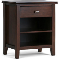 Artisan SOLID WOOD 24 inch Wide Transitional Bedside Nightstand Table in Russet Brown