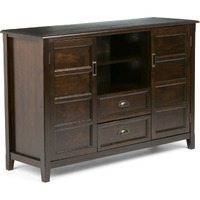 Burlington SOLID WOOD 54 inch Wide Transitional TV Media Stand in Mahogany Brown For TVs up to 60 inches