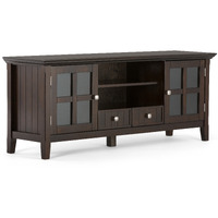 Acadian SOLID WOOD 60 inch Wide Transitional TV Media Stand in Brunette Brown For TVs up to 65 inches