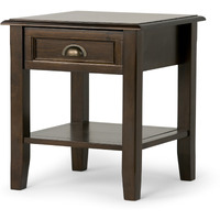 Burlington SOLID WOOD 18 inch Wide Square Transitional End Side Table in Mahogany Brown