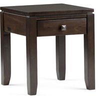 Cosmopolitan Solid Wood 18 inch Wide Square Contemporary End Side Table in Mahogany Brown