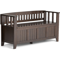 Acadian SOLID WOOD 48 inch Wide Transitional Entryway Storage Bench in Brunette Brown