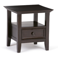 Amherst SOLID WOOD 19 inch Wide Square Transitional End Table in Hickory Brown