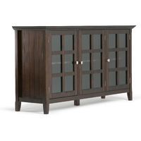 Acadian SOLID WOOD 62 inch Wide Transitional Wide Storage Cabinet in Brunette Brown