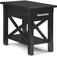 Kitchener Solid Wood 14 inch Wide Rectangle Contemporary Narrow Side Table in Hickory Brown