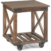Harding Solid Mango Wood and Metal 20 inch Wide Square Industrial End Table in Distressed Dark Brown