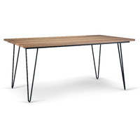 Hunter SOLID MANGO WOOD and Metal 66 inch x 40 inch Rectangle Industrial Dining Table in Natural