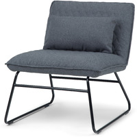 Burke 25 inch Wide Modern Accent chair with Lumbar Pillow in Grey Linen Look Fabric