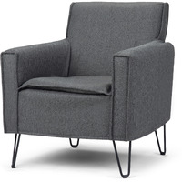 Warren 28 inch Wide Mid Century Modern Accent Chair in Slate Grey Woven Fabric