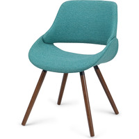 Malden Mid Century Modern Bentwood Dining Chair in Turquoise Blue Woven Fabric