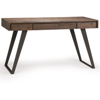 Lowry Solid Acacia Wood Modern Industrial 54 inch Wide Desk in Rustic Natural Aged Brown