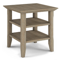 Acadian SOLID WOOD End Table in Distressed Grey