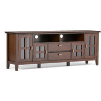Artisan SOLID WOOD 72 inch Wide Transitional TV Media Stand in Russet Brown For TVs up to 80 inches