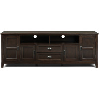 Burlington SOLID WOOD 72 inch Wide Transitional TV Media Stand in Mahogany Brown For TVs up to 80 inches
