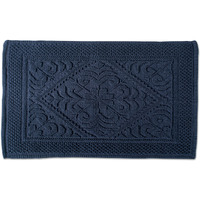 DII Navy Damask Jacquard Bordered Bath Mat