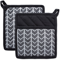 DII Black & White Herringbone Potholder (Set of 2)