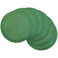 DII Variegated Green Lurex Round Polypropylene Woven Placemat (Set of 6)