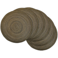 DII Variegated Brown Round Polypropylene Woven Placemat (Set of 6)
