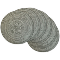 DII Variegated Black Round Polypropylene Woven Placemat (Set of 6)