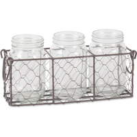 DII Rustic Chickenwre Flatware Caddy With Clear Jars