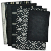 DII Assorted Black Dishtowel & Dishcloth (Set of 5)
