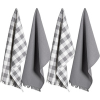 DII Assorted Gray Heavyweight Fringed Dishtowel (Set of 4)