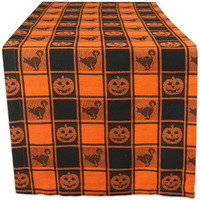 DII Halloween Woven Check Table Runner