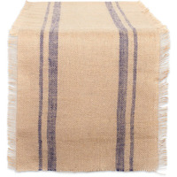 DII French Blue Double Border Burlap Table Runner