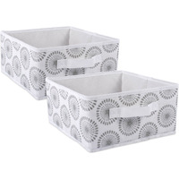 DII Nonwoven Polyester Bin Starburst Gray Square Medium  (Set of 2)