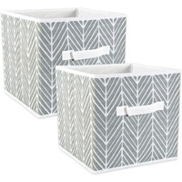 DII Nonwoven Polyester Cube Herringbone Gray Square  (Set of 2)