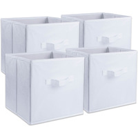 DII Nonwoven Polypropylene Cube Solid White Square  (Set of 4)