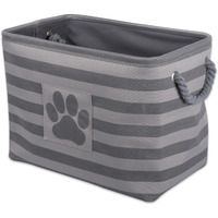 DII Polyester Pet Bin Stripe With Paw Patch Gray Rectangle Large