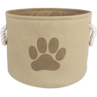DII Polyester Pet Bin Paw Taupe Round Small