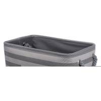 DII Polyester Pet Bin Stripe With Paw Patch Gray Rectangle Medium