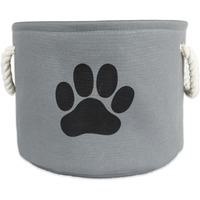 DII Polyester Pet Bin Paw Gray Round Small
