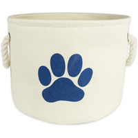 DII Polyester Pet Bin Paw Off White Round Small