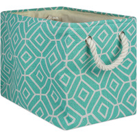 DII Polyester Bin Stained Glass Aqua Rectangle Large