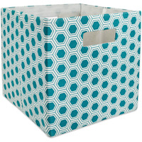 DII Polyester Cube Honeycomb Teal Square